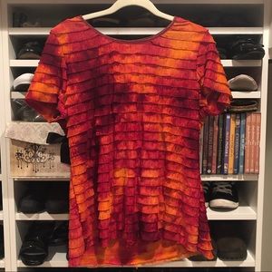 Elementz Womens Blouse sz LARGE Red Orange